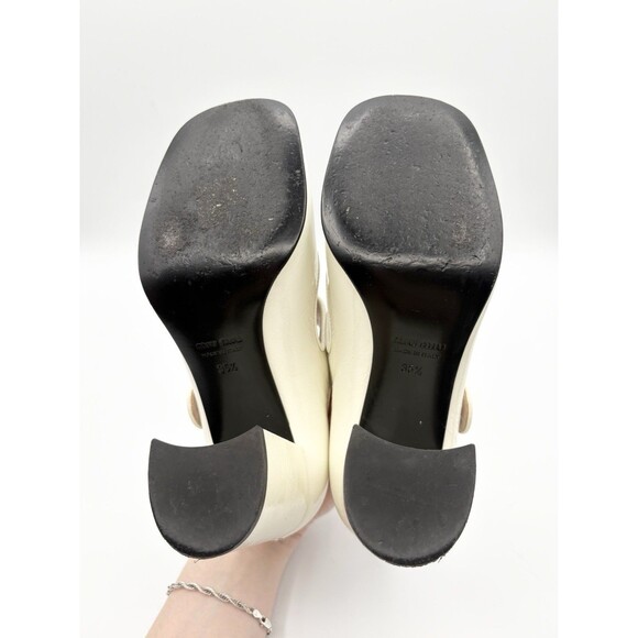 Miu Miu White Patent Leather Mary Jane Heels T-Strap Block Heel Sz EU 35.5 - Picture 12 of 13
